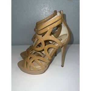 Jerome C. Rousseau Strappy Stiletto Beige Heels US Size 6.5, EU 37-Made In Italy